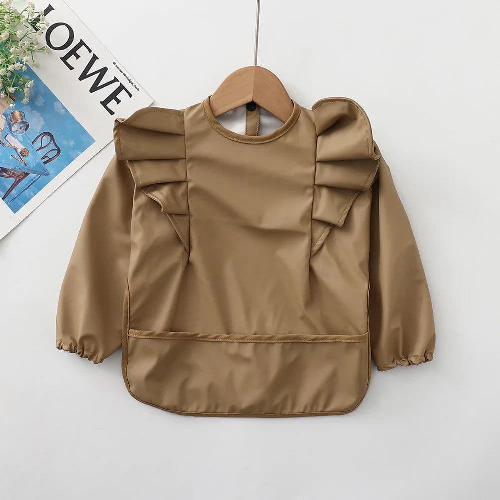 image-Baby Soft Waterproof Bib Little Boy Girl Painting Smock Child Meal Eating Apron with Long Sleeves Kid Adjustable Feeding Bibs