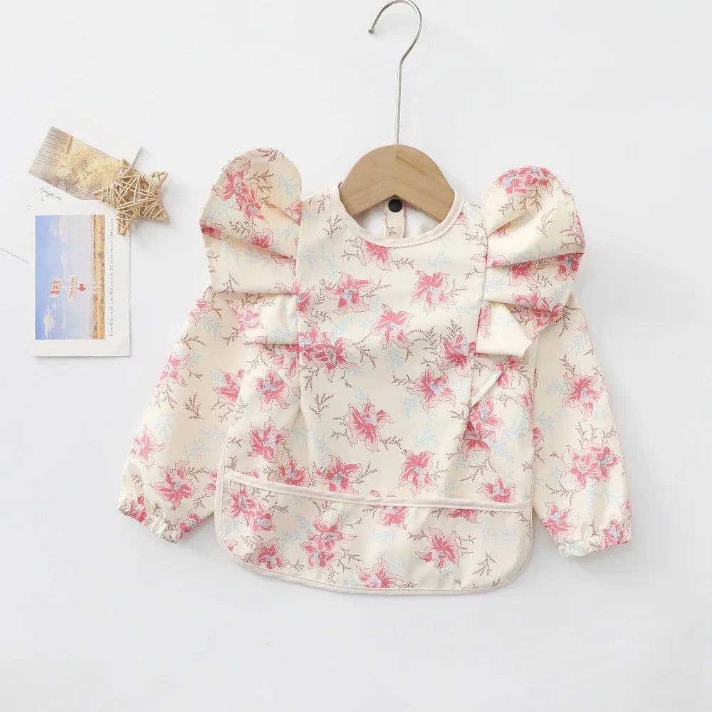 image-Baby Soft Waterproof Bib Little Boy Girl Painting Smock Child Meal Eating Apron with Long Sleeves Kid Adjustable Feeding Bibs