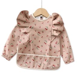 image-Baby Soft Waterproof Bib Little Boy Girl Painting Smock Child Meal Eating Apron with Long Sleeves Kid Adjustable Feeding Bibs