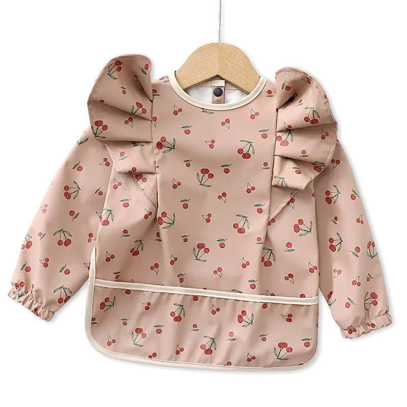 image-Baby Soft Waterproof Bib Little Boy Girl Painting Smock Child Meal Eating Apron with Long Sleeves Kid Adjustable Feeding Bibs