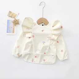 image-Baby Soft Waterproof Bib Little Boy Girl Painting Smock Child Meal Eating Apron with Long Sleeves Kid Adjustable Feeding Bibs