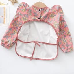 image-Baby Soft Waterproof Bib Little Boy Girl Painting Smock Child Meal Eating Apron with Long Sleeves Kid Adjustable Feeding Bibs