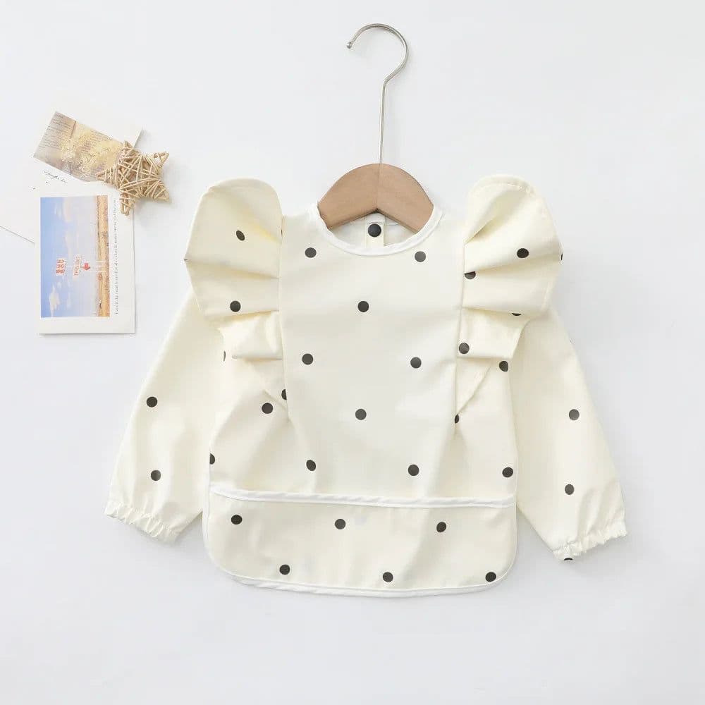 image-Baby Soft Waterproof Bib Little Boy Girl Painting Smock Child Meal Eating Apron with Long Sleeves Kid Adjustable Feeding Bibs