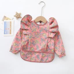 image-Baby Soft Waterproof Bib Little Boy Girl Painting Smock Child Meal Eating Apron with Long Sleeves Kid Adjustable Feeding Bibs