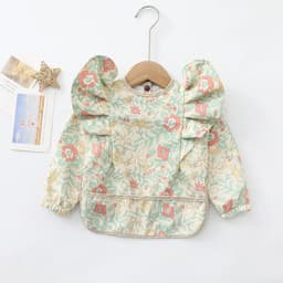 image-Baby Soft Waterproof Bib Little Boy Girl Painting Smock Child Meal Eating Apron with Long Sleeves Kid Adjustable Feeding Bibs