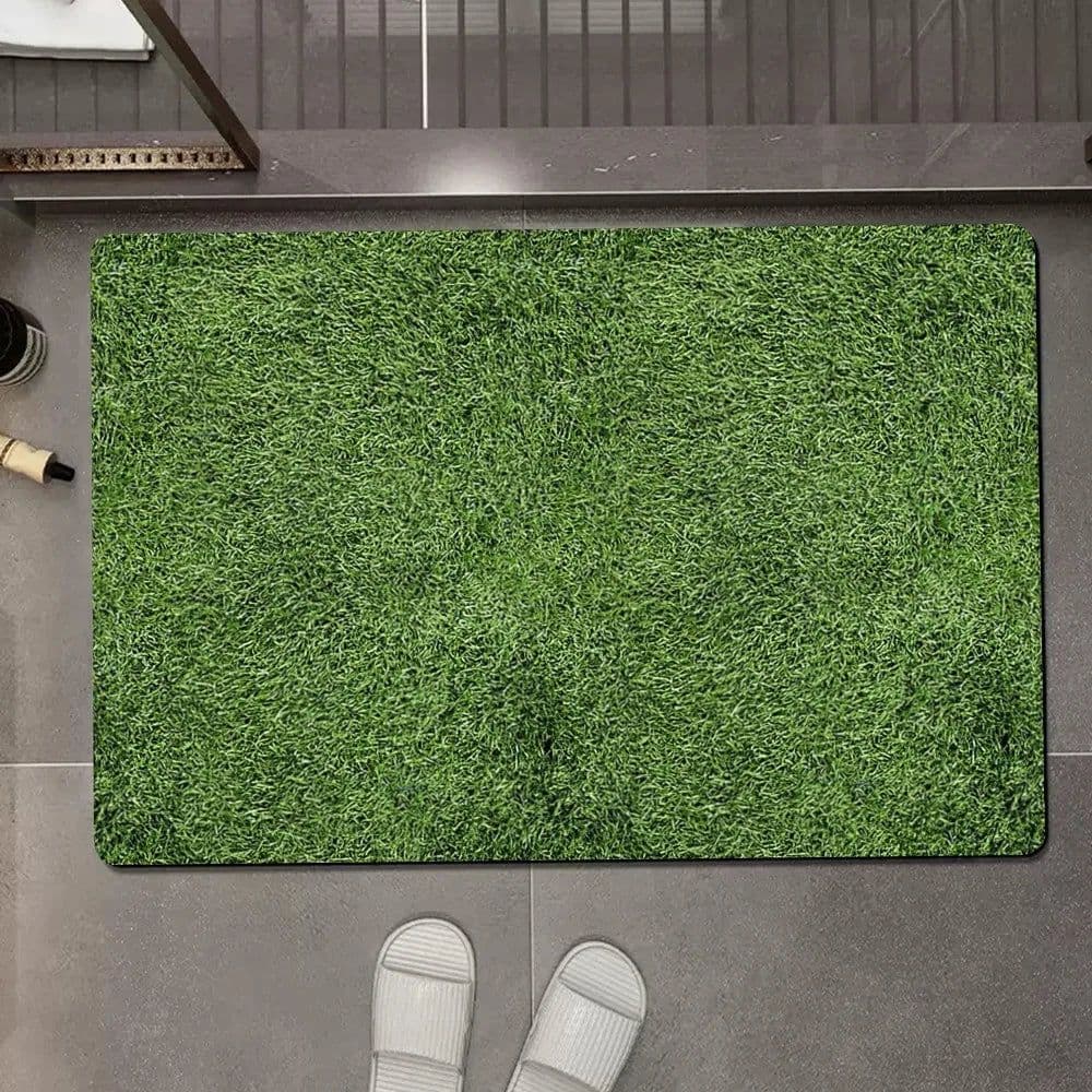 image-Astroturf Lush Green Turf Football Field Floor Mat Anti-Slip Kitchen Bedroom Handmade Tufted Rug Carpet Living Room Entrance Rug
