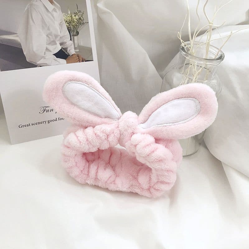 image-Three-Dimensional Rabbit Ears Face Wash Mask Headband Korean Hair Accessory (65 characters)