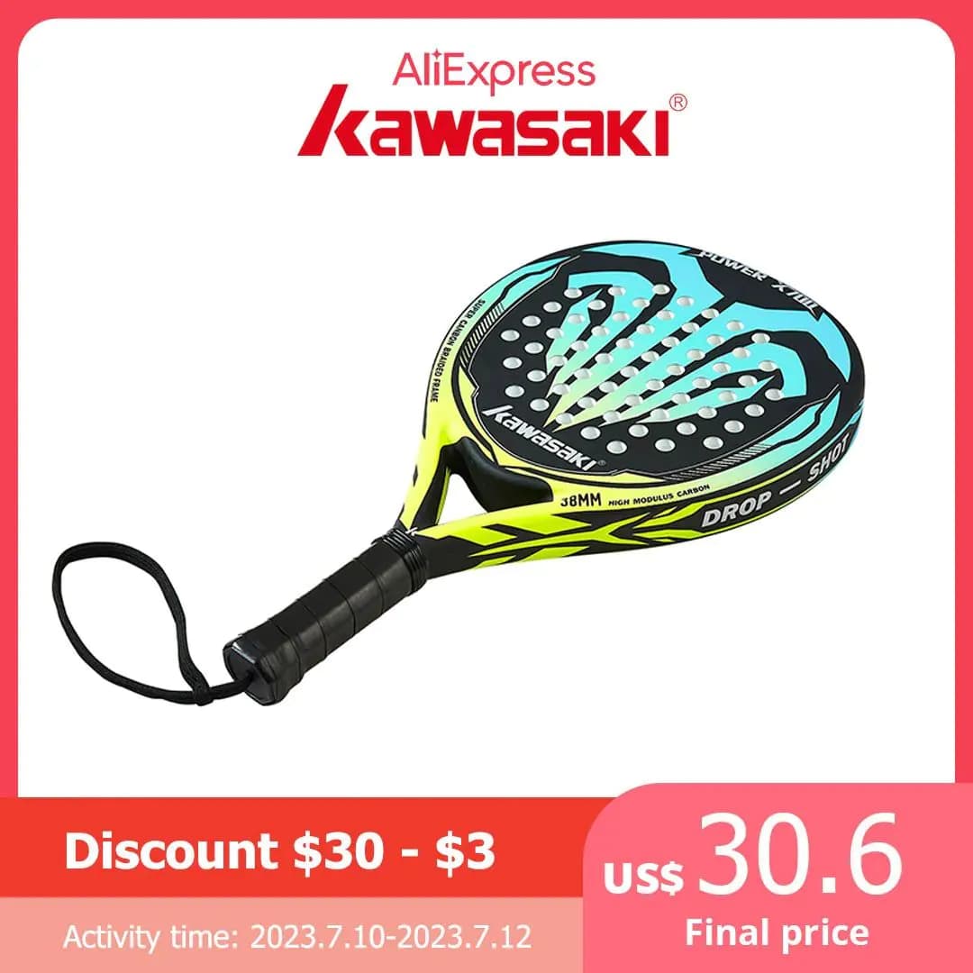 image-Kawasaki Padel Tennis Carbon Fiber Soft EVA Face Tennis Paddle Racquet Racket with Padle Bag Cover Power Beach Tennis Paddle