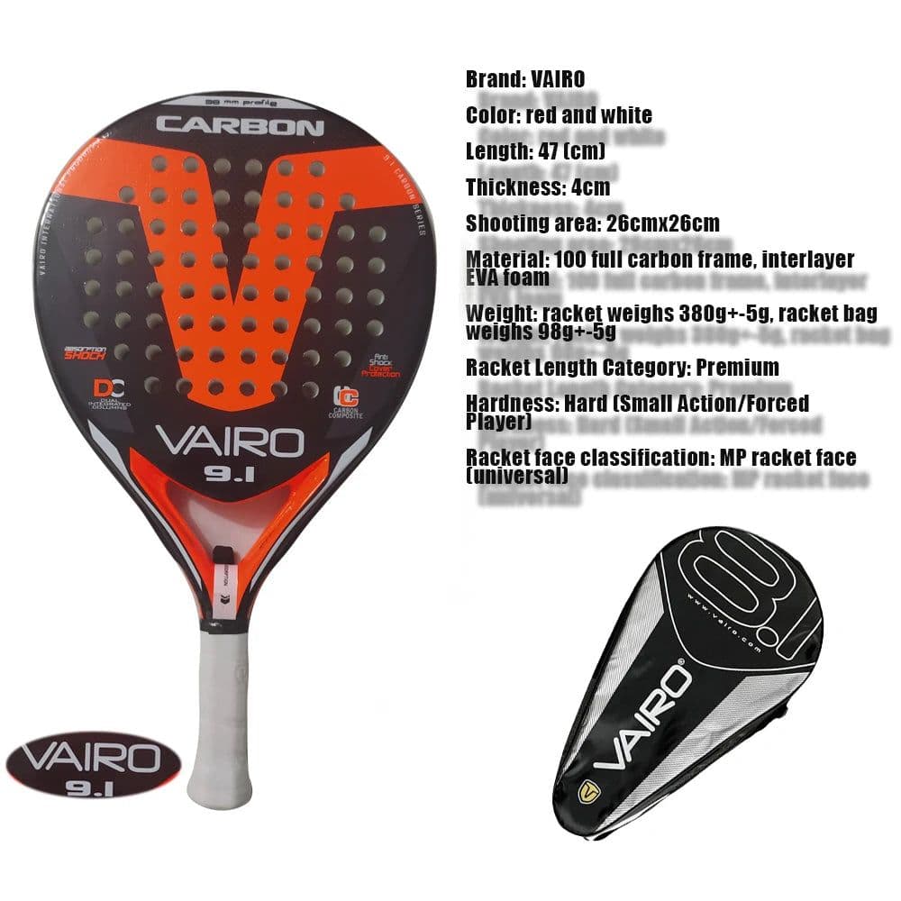 image-New High Quality Padel Racket Series Palas 3 Layer Carbon Fiber Board Paddle EVA Face Tennis Beach Racquet Bag Vairo 360g