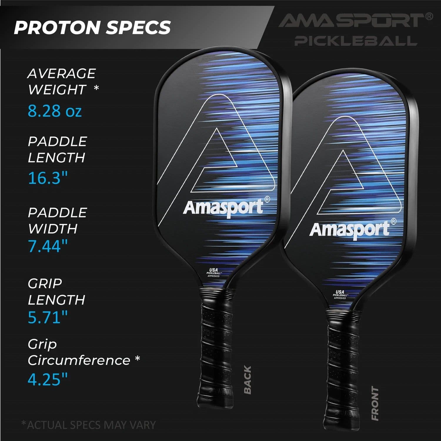 image-AMASPORT Pickleball Paddles Power or Control Carbon Abrasion Surface Polymer Honeycomb Core Proton Raquette Padel