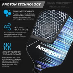 image-AMASPORT Pickleball Paddles Power or Control Carbon Abrasion Surface Polymer Honeycomb Core Proton Raquette Padel