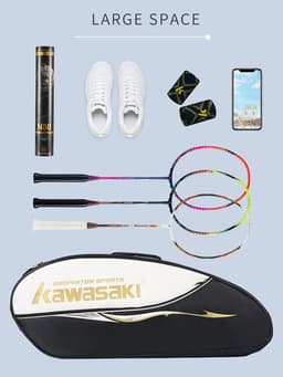 image-KAWASAKI Padel Tennis Bag K1G00-A8608 Large Capacity 5-6 pieces Tennis Badminton Bag Racquet Bag With Separated Shoes Bag