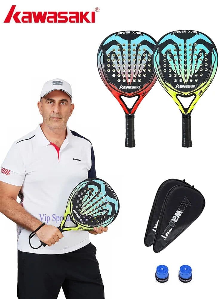 image-Kawasaki Kids Padel Tennis Carbon Fiber Soft EVA Face Tennis Paddle Racquet Racket with Padel Bag Cover With Free Gift X800