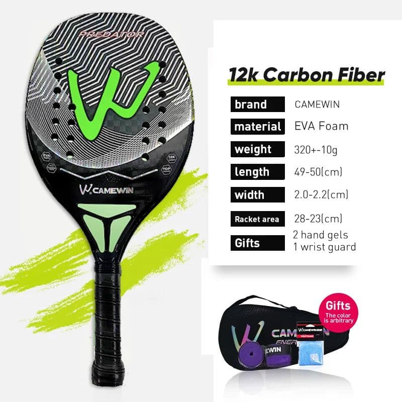 image-Racket Beach Carbon Fiber Tennis Fashion Professional Carbon Padel Tennis Sports Woman Mens Beach Accessories Wristband + Bag