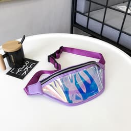 image-Sports pockets running mobile phone waterproof bag PU transparent reflective chest bag Messenger bag laser pockets ladies cross-border