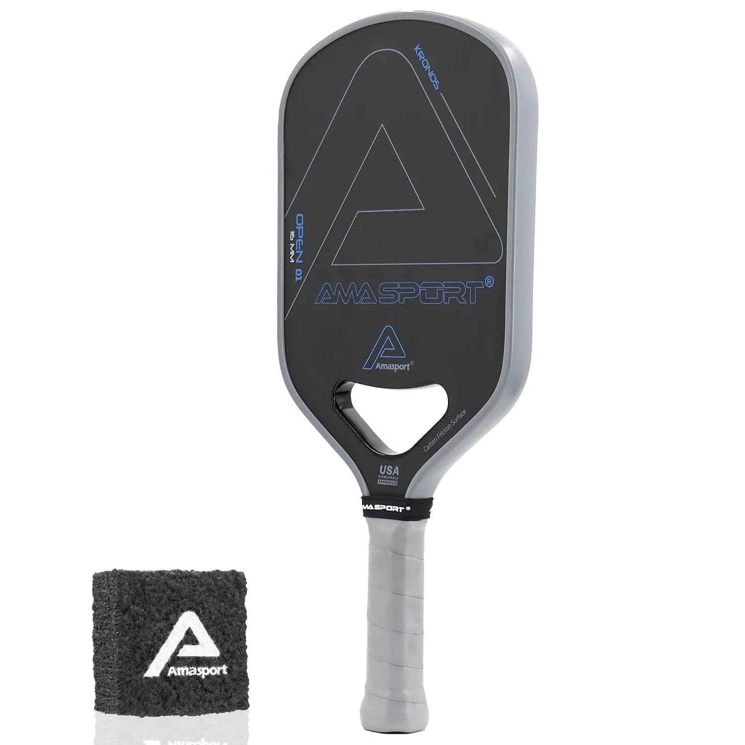 image-AMASPORT New Pickleball Paddle 16MM Carbon Friction Surface Open Hole Padel with Pickleball Paddle Eraser