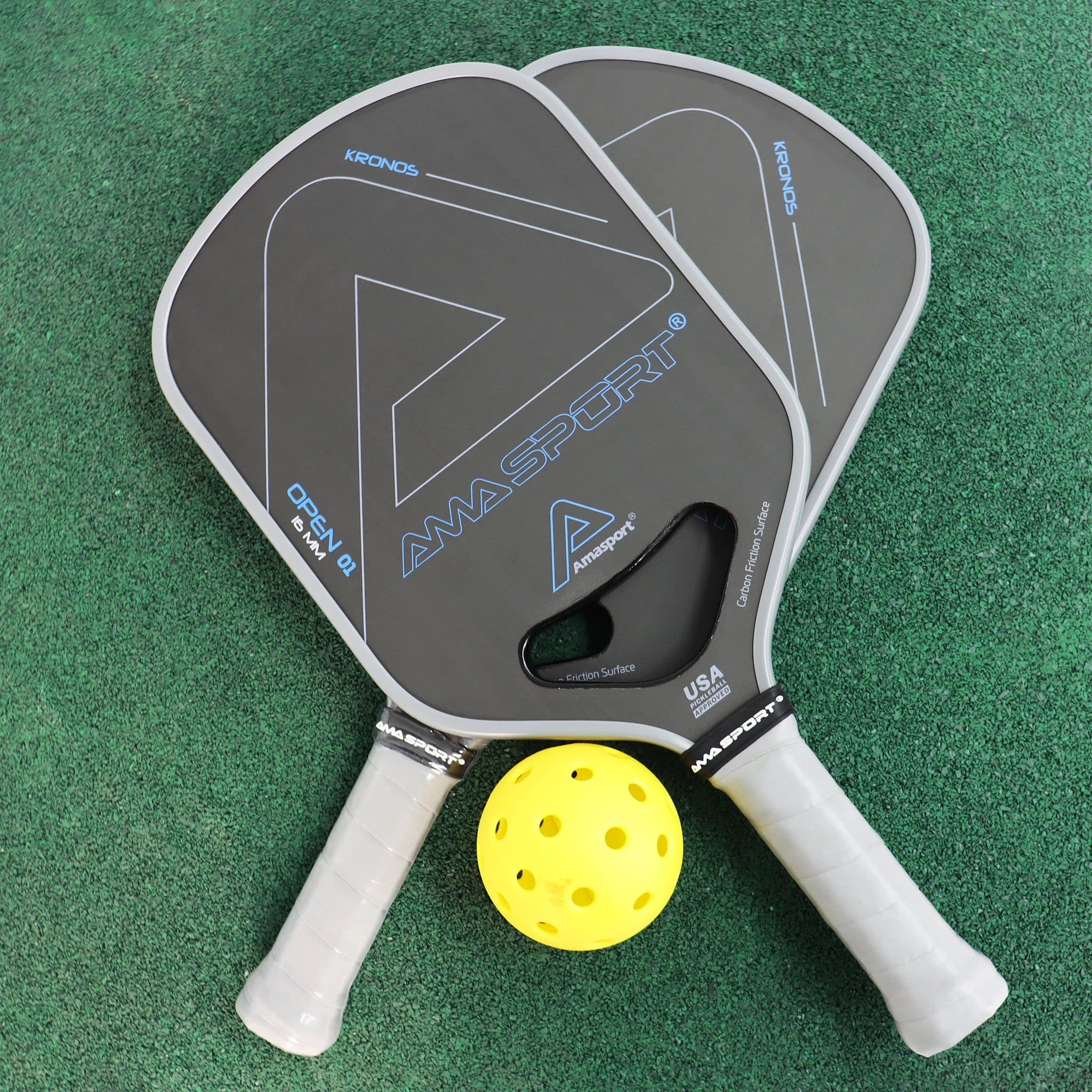 image-AMASPORT New Pickleball Paddle 16MM Carbon Friction Surface Open Hole Padel with Pickleball Paddle Eraser
