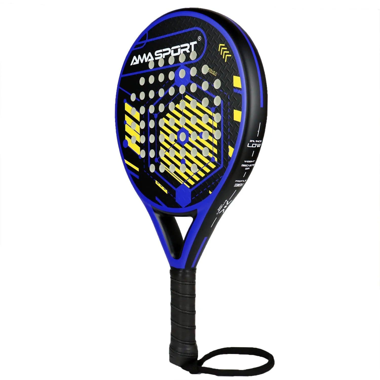 image-AMASPORT Padel Racket 38mm Mens Tennis Paddle Racquet Full Carbon Fiber EVA SOFT Memory Core for Beginner Padel Paddle