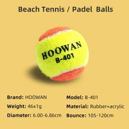 image-HOOWAN Beach Tennis Ball 1 Unit B-401 Training Ball 50% Pressure Padel Ball Strictly Meet Competition Standards