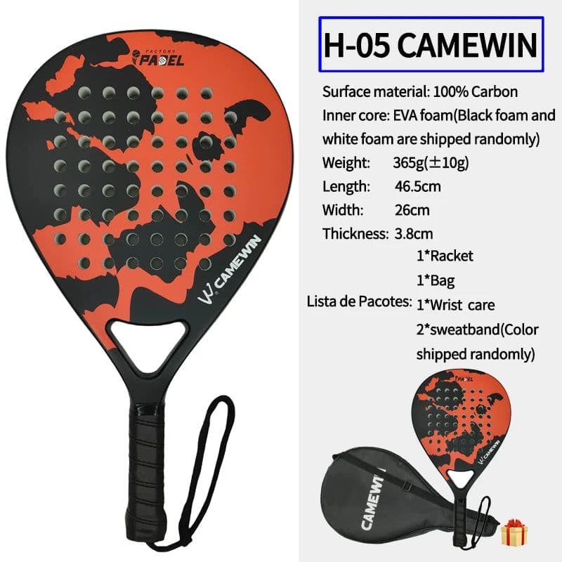 image-Padel racket Paddle racket 100% carbon fiber EVA elastic memory foam core Lightweight tennis racket Carbon fiber padel racket