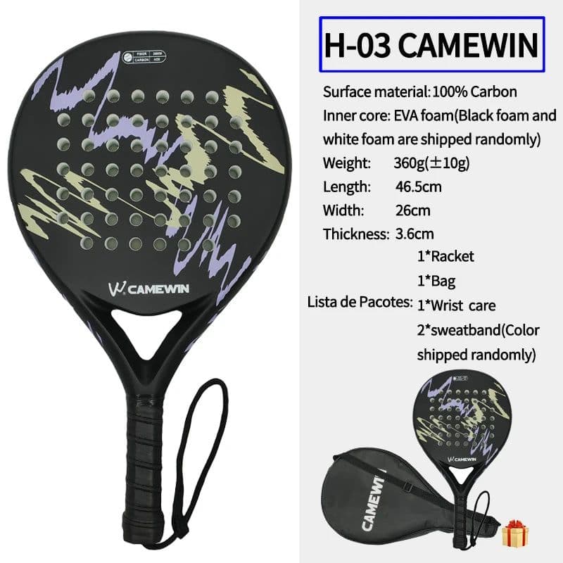 image-Padel racket Paddle racket 100% carbon fiber EVA elastic memory foam core Lightweight tennis racket Carbon fiber padel racket