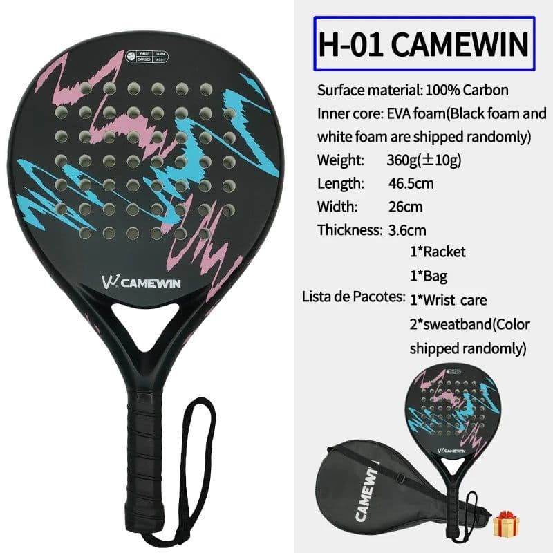 image-Padel racket Paddle racket 100% carbon fiber EVA elastic memory foam core Lightweight tennis racket Carbon fiber padel racket