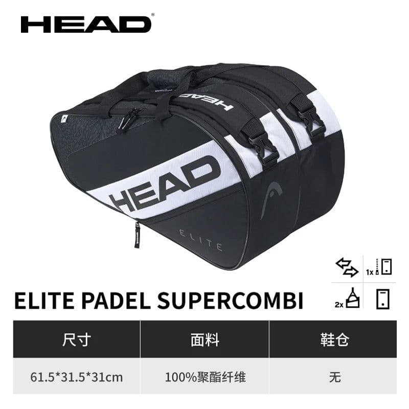 image-2023 HEAD Elite Padel Supercombi Series Padel Backapck Men Women Beach Tennis Racquet Padel Bag 3 Racquets Padel Tennis Handbag