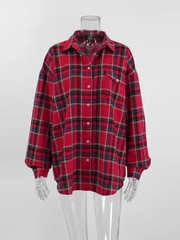 image-Mnealways18 Bright Gingham Oversized Shirts For Women Street Style Casual Shacket Blouses And Tops Single-Breasted Spring 2024