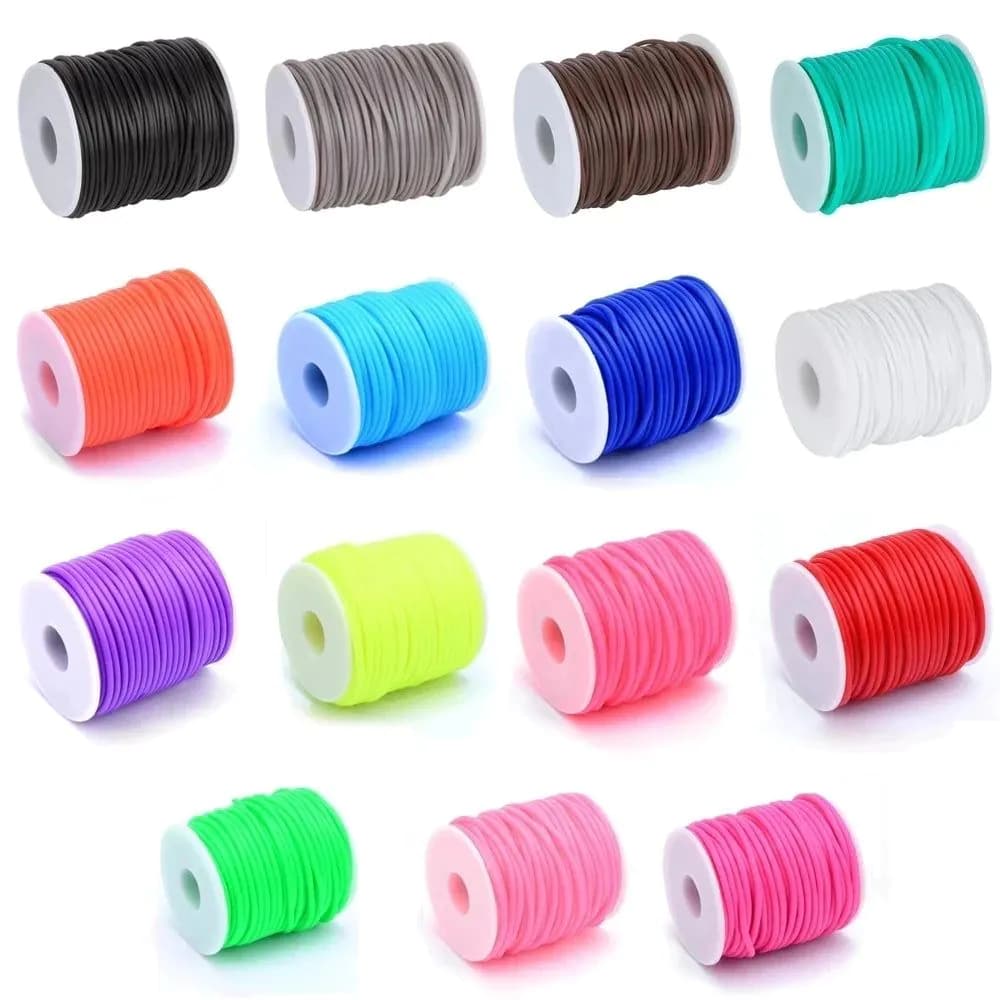 image-Pandahall 2mm 3mm 4mm Hollow Pipe Tubuing Rubber Cord with 1mm/1.5mm/2mm Hole Solid Rubber Tube Cord with Plasic Spool F80