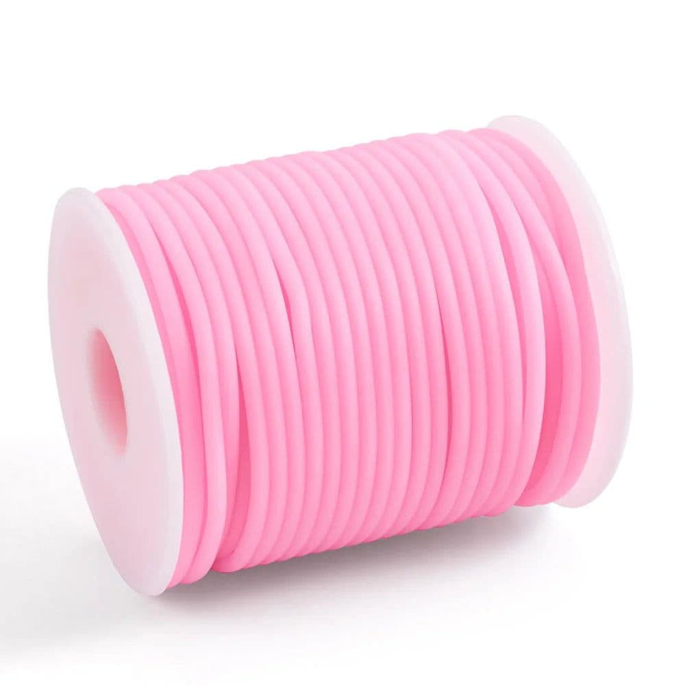 image-Pandahall 2mm 3mm 4mm Hollow Pipe Tubuing Rubber Cord with 1mm/1.5mm/2mm Hole Solid Rubber Tube Cord with Plasic Spool F80