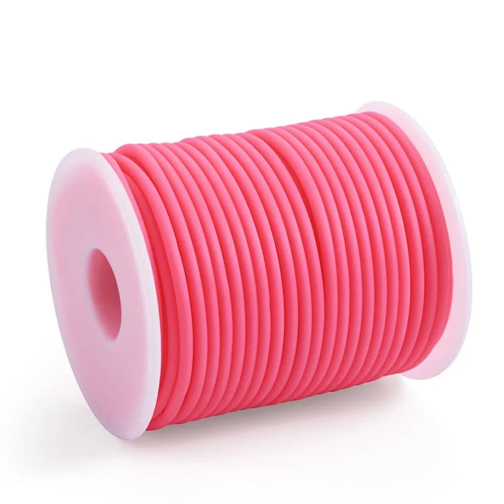 image-Pandahall 2mm 3mm 4mm Hollow Pipe Tubuing Rubber Cord with 1mm/1.5mm/2mm Hole Solid Rubber Tube Cord with Plasic Spool F80