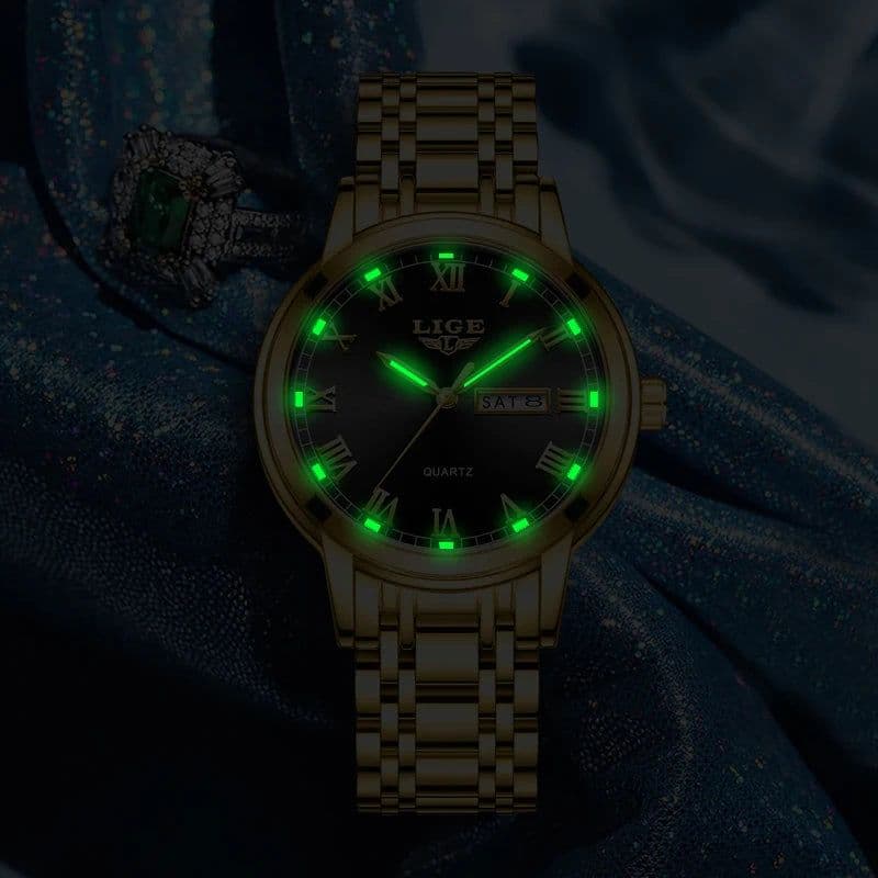 image-LIGE 2023 New Gold Watch Women Watches Ladies Creative Steel Women's Bracelet Watches Female Waterproof Clock Relogio Feminino