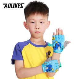 image-AOLIKES Kids Cycling Gloves Half Finger Skate Child Mountain Bike Bicycle Gloves Sports Gloves for Boys and Girls Children