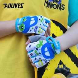 image-AOLIKES Kids Cycling Gloves Half Finger Skate Child Mountain Bike Bicycle Gloves Sports Gloves for Boys and Girls Children
