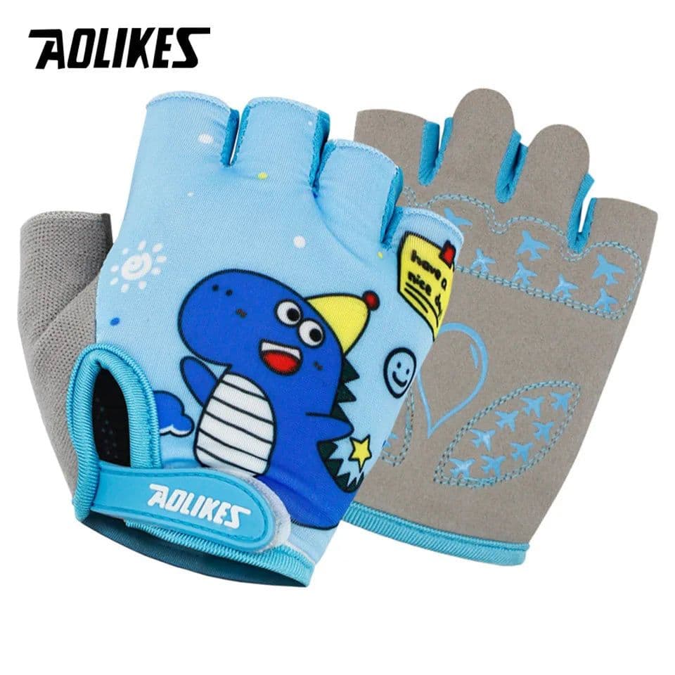 image-AOLIKES Kids Cycling Gloves Half Finger Skate Child Mountain Bike Bicycle Gloves Sports Gloves for Boys and Girls Children