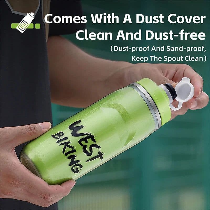 image-WEST BIKING Insulated Water Bottle PP5 Heat/Cold Preservation Bike Water Bottle With Holder Cage 620ML Running Fitness Cycling