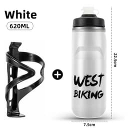 image-WEST BIKING Insulated Water Bottle PP5 Heat/Cold Preservation Bike Water Bottle With Holder Cage 620ML Running Fitness Cycling