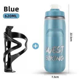 image-WEST BIKING Insulated Water Bottle PP5 Heat/Cold Preservation Bike Water Bottle With Holder Cage 620ML Running Fitness Cycling