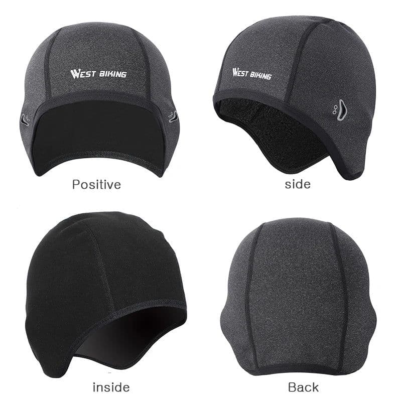 image-WEST BIKING Winter Fleece Bicycle CapsWindproofThermal Helmet LinerMen Women Bike Hats Outdoor Running Skiing Cycling Caps