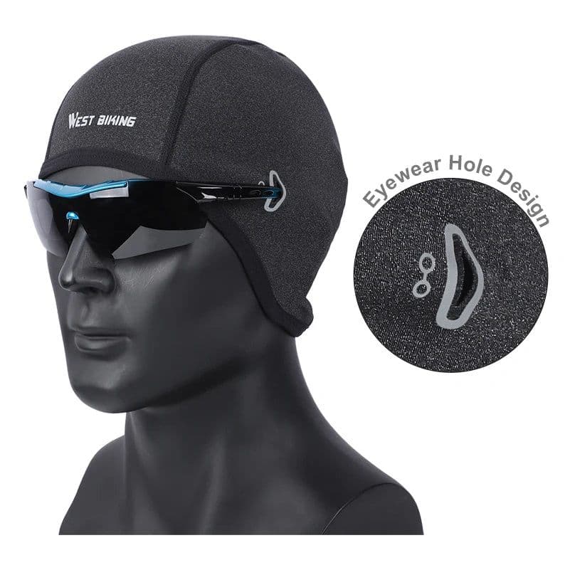 image-WEST BIKING Winter Fleece Bicycle CapsWindproofThermal Helmet LinerMen Women Bike Hats Outdoor Running Skiing Cycling Caps