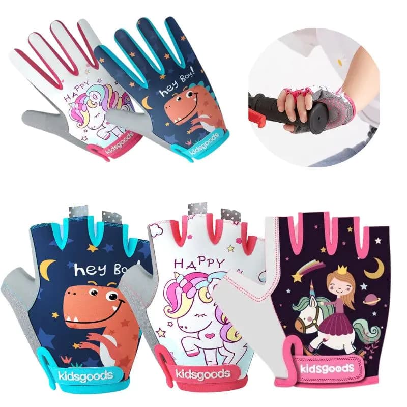 image-Kids Cycling Gloves Half Finger Skate Child Mountain Bike Bicycle Gloves Sports Gloves for Boys and Girls Children