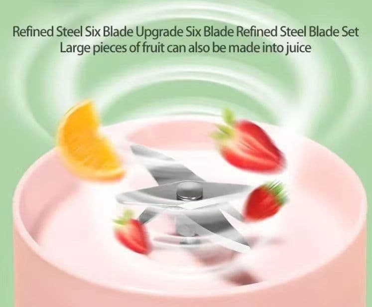 image-Portable Electric USB Juicer Cup - 400ml 6-Blade Blender
