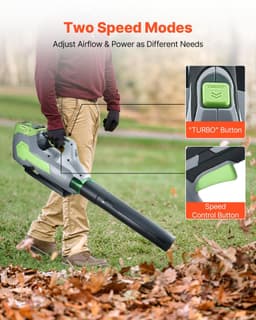 image-VEVOR Cordless Leaf Blower, 60V Powerful Electric Leaf Blower with 5.0Ah Battery, Fast Charging & Quiet Operation, 3 Speed Control, 650 CFM/125 MPH Lightweight Powered Blowers for Leaves Lawn Care
