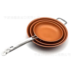 image-Copper Non-Stick Round Pan - Aluminum Alloy Double Bottom