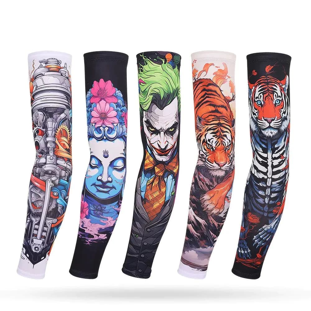 image-Running Arm Sleeve,Fishing,Driving,Cycling,3D Tattoo Sleeves,Plus Size,Summer UV Sun Protection,Sports Basketball Elbow Pad,