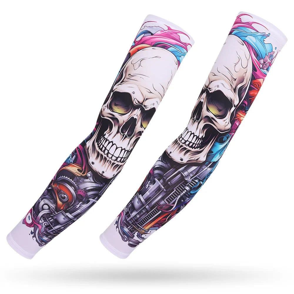 image-Running Arm Sleeve,Fishing,Driving,Cycling,3D Tattoo Sleeves,Plus Size,Summer UV Sun Protection,Sports Basketball Elbow Pad,