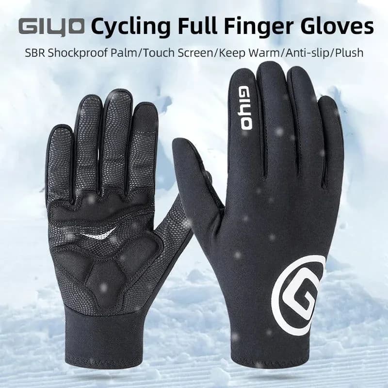 image-GIYO Bicycle Winter Gloves MTB Road Bike Thicken Warm Touch Screen Full Finger Gloves Cycling Outdoor Sports Thermal Mittens