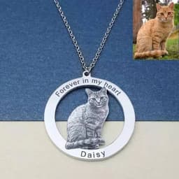 image-Personalized Pet Photo Necklace Engraved Pets Pendant Gifts Handmade Custom Dog Cat Keychain Memory Jewelry Picture Pendants