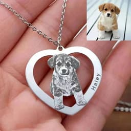 image-Personalized Pet Photo Necklace Engraved Pets Pendant Gifts Handmade Custom Dog Cat Keychain Memory Jewelry Picture Pendants
