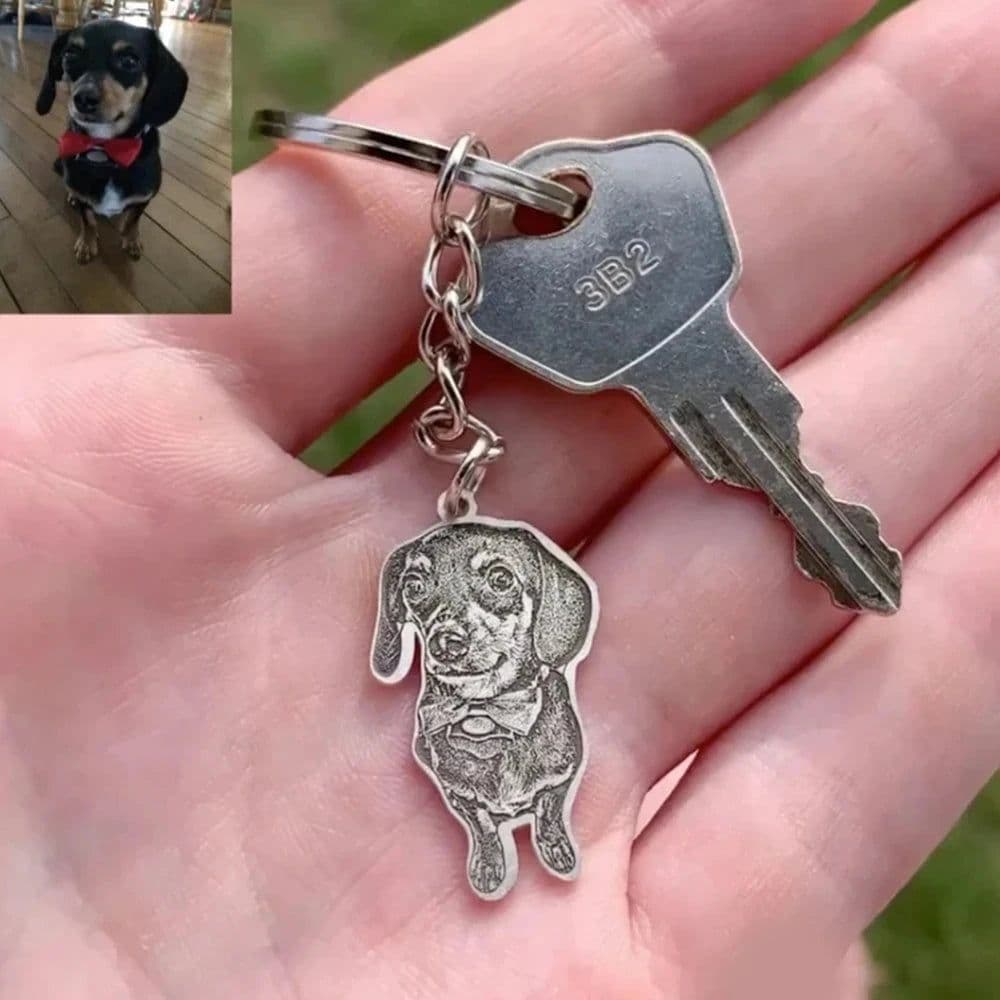 image-Personalized Pet Photo Necklace Engraved Pets Pendant Gifts Handmade Custom Dog Cat Keychain Memory Jewelry Picture Pendants